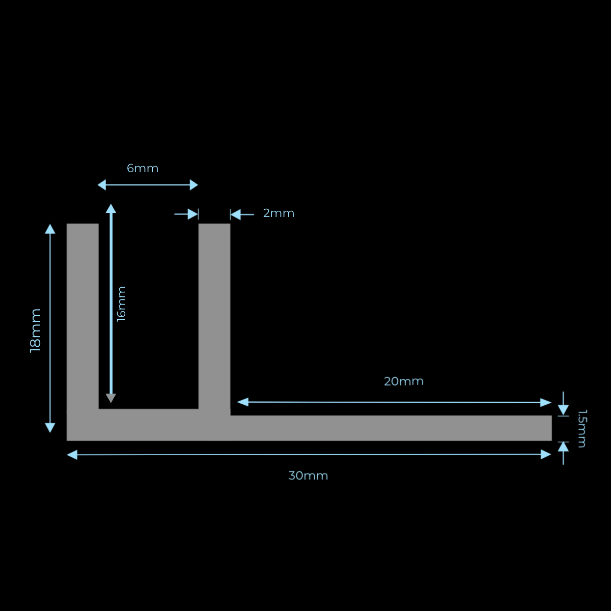 Flex Extreme Tiled-in Medium Channel (18mm)